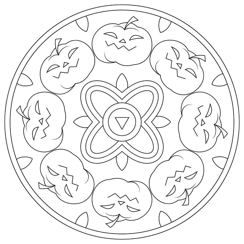 Mandala di Halloween Stampabile per Bambini da colorare
