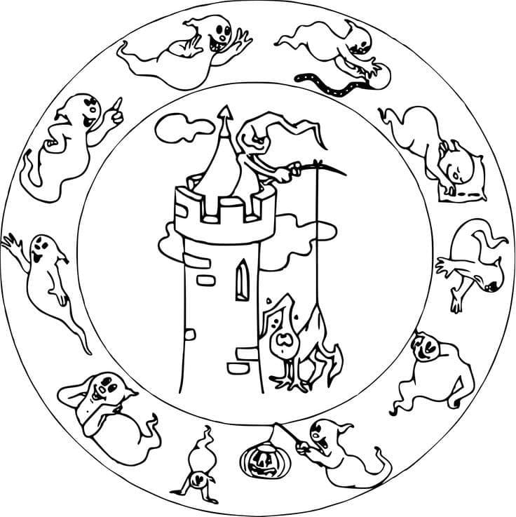 Mandala di Halloween per Bambini di 2 Anni da colorare