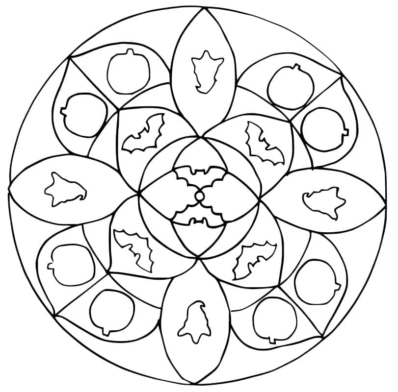 Mandala di Halloween per Bambini di 4 Anni da colorare