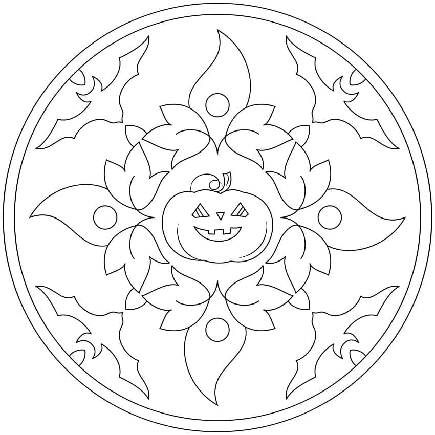 Mandala di Halloween per Bambini di 5 Anni da colorare