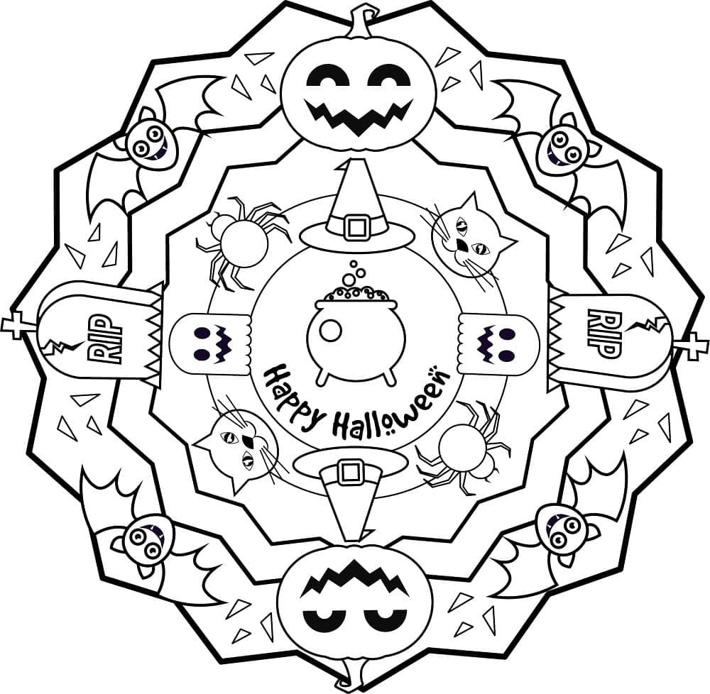 Mandala di Halloween per Gratis da colorare