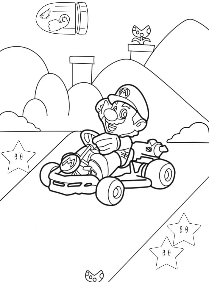 Mario Kart Straordinario da colorare