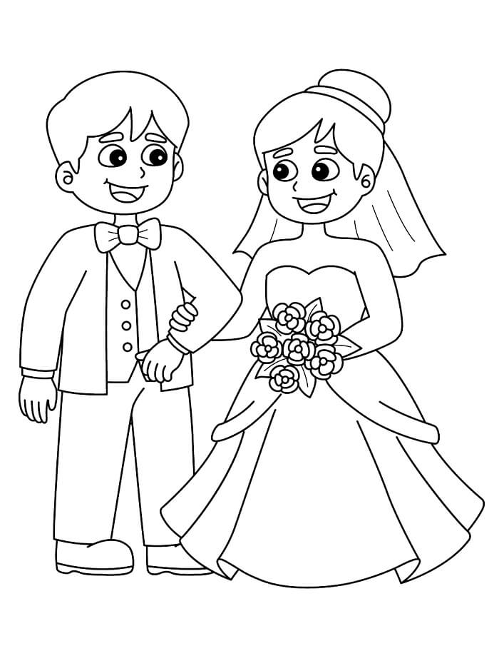 Matrimonio per Bambini di 3 Anni da colorare