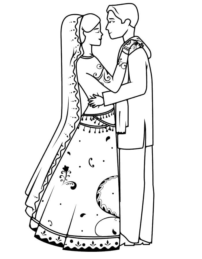 Matrimonio per Bambini di 4 Anni da colorare