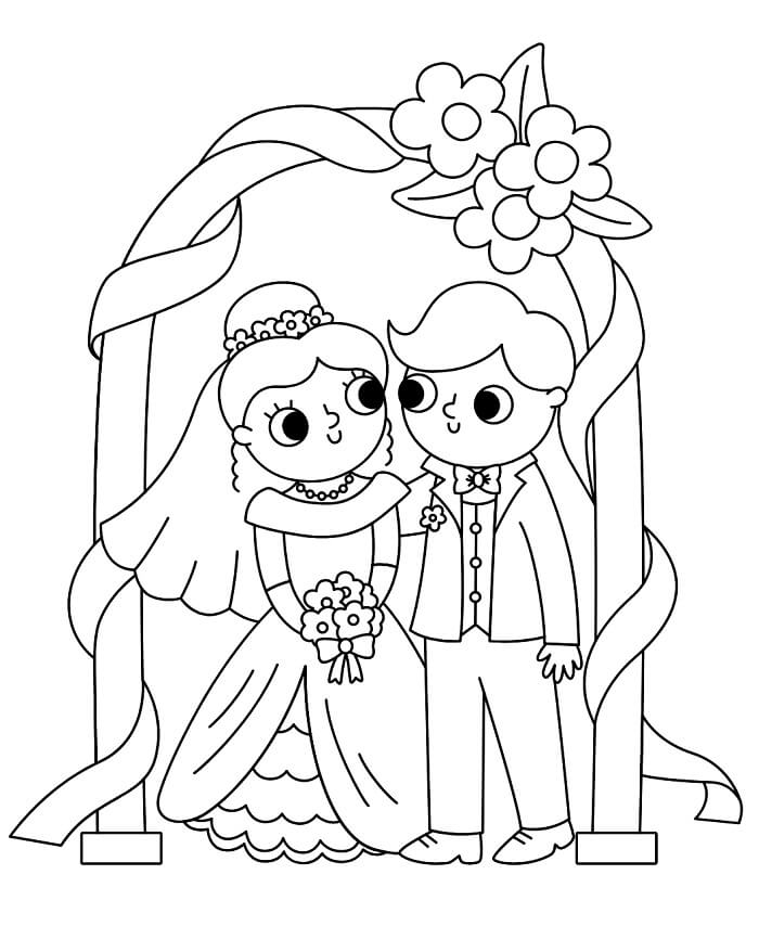Matrimonio per Bambini di 6 Anni da colorare