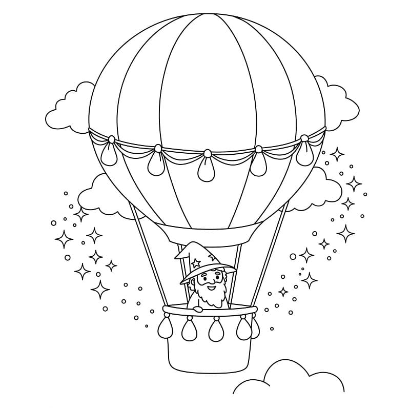 Mongolfiera Facile da colorare