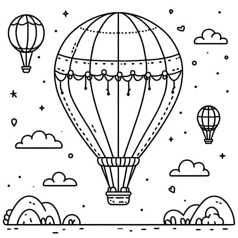 Mongolfiera Gratis Stampabile da colorare