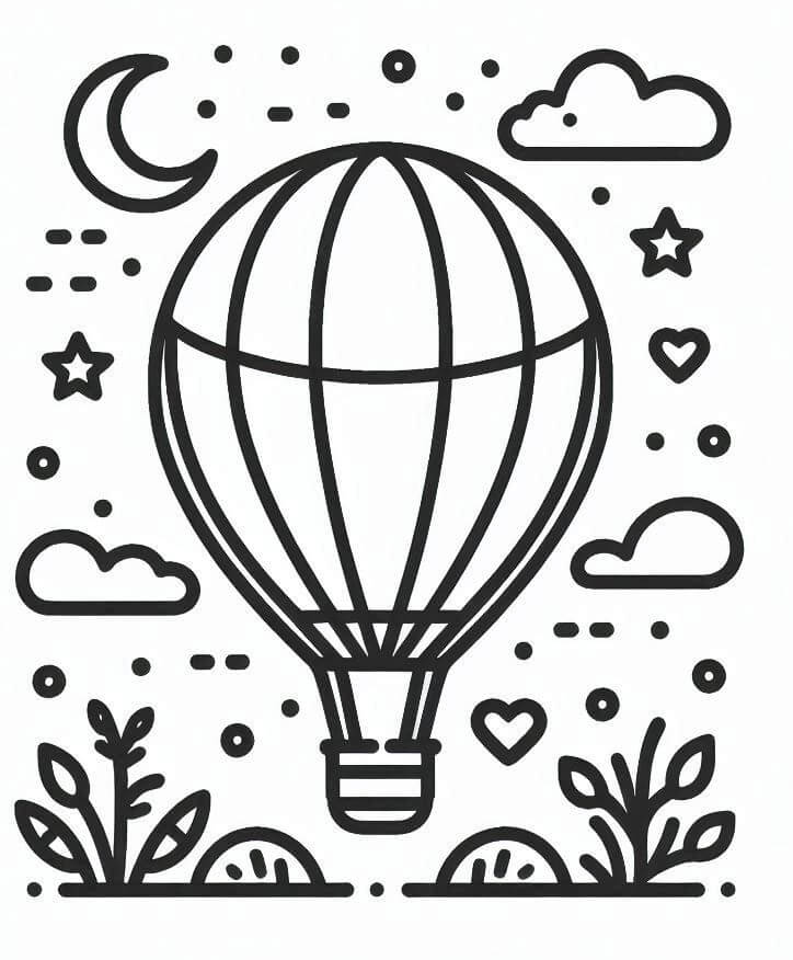 Mongolfiera per Bambini di 1 Anno da colorare