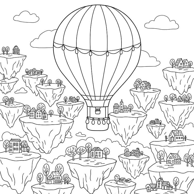Mongolfiera per Bambini da colorare