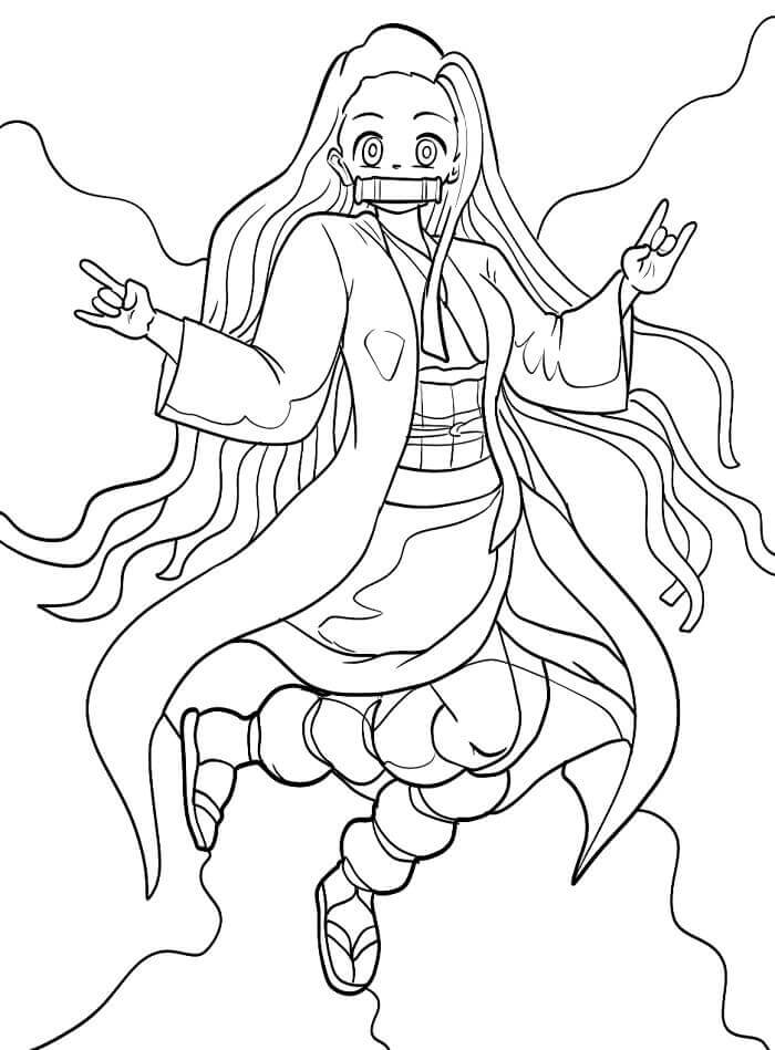Nezuko di Anime Demon Slayer da colorare
