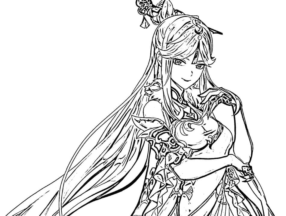 Ningguang di Genshin Impact da colorare
