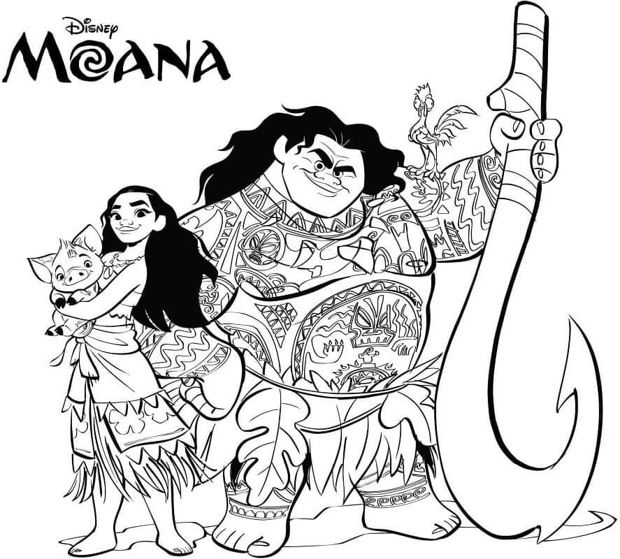 Oceania e Maui da colorare