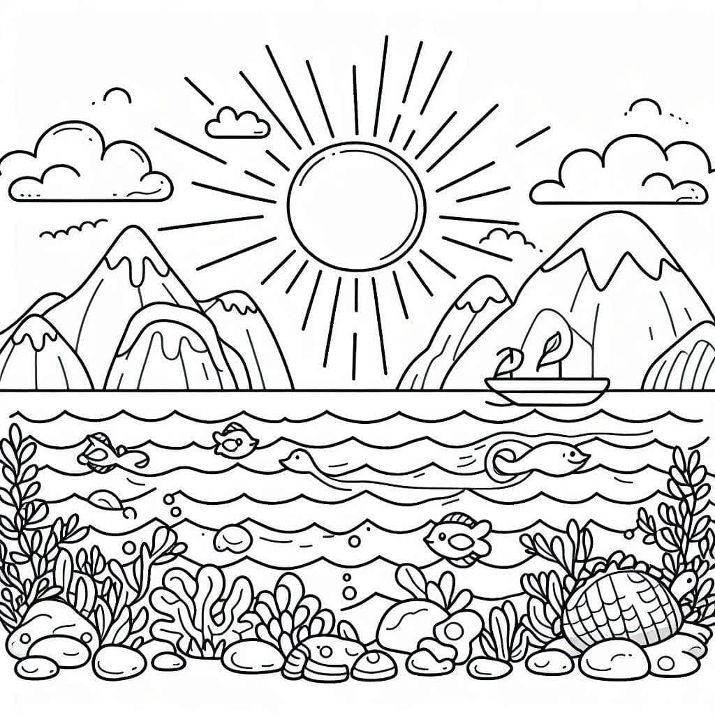 Oceano Stampabile per Bambini da colorare