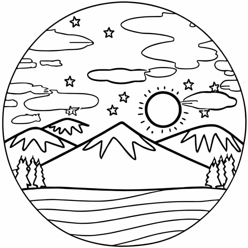 Paesaggio Gratuito da colorare