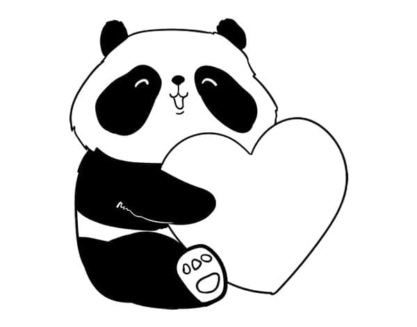 Panda con cuore da colorare