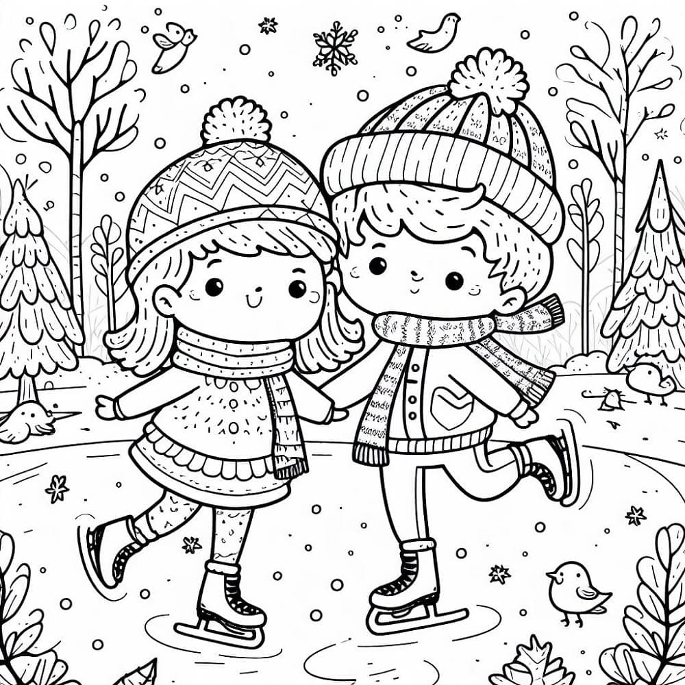 Pattinaggio sul Ghiaccio per Bambini di 2 Anni da colorare
