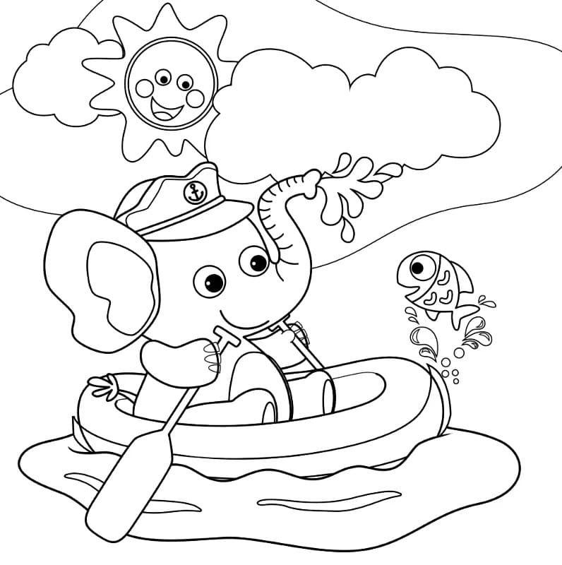 Pesce con elefante da colorare