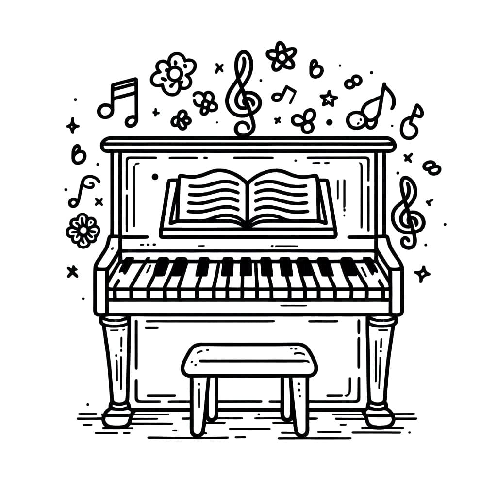 Pianoforte facile da colorare