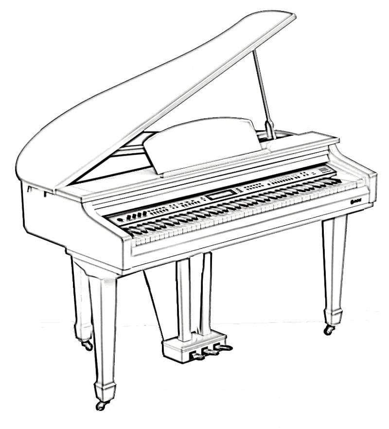 Pianoforte gratuita da stampare da colorare