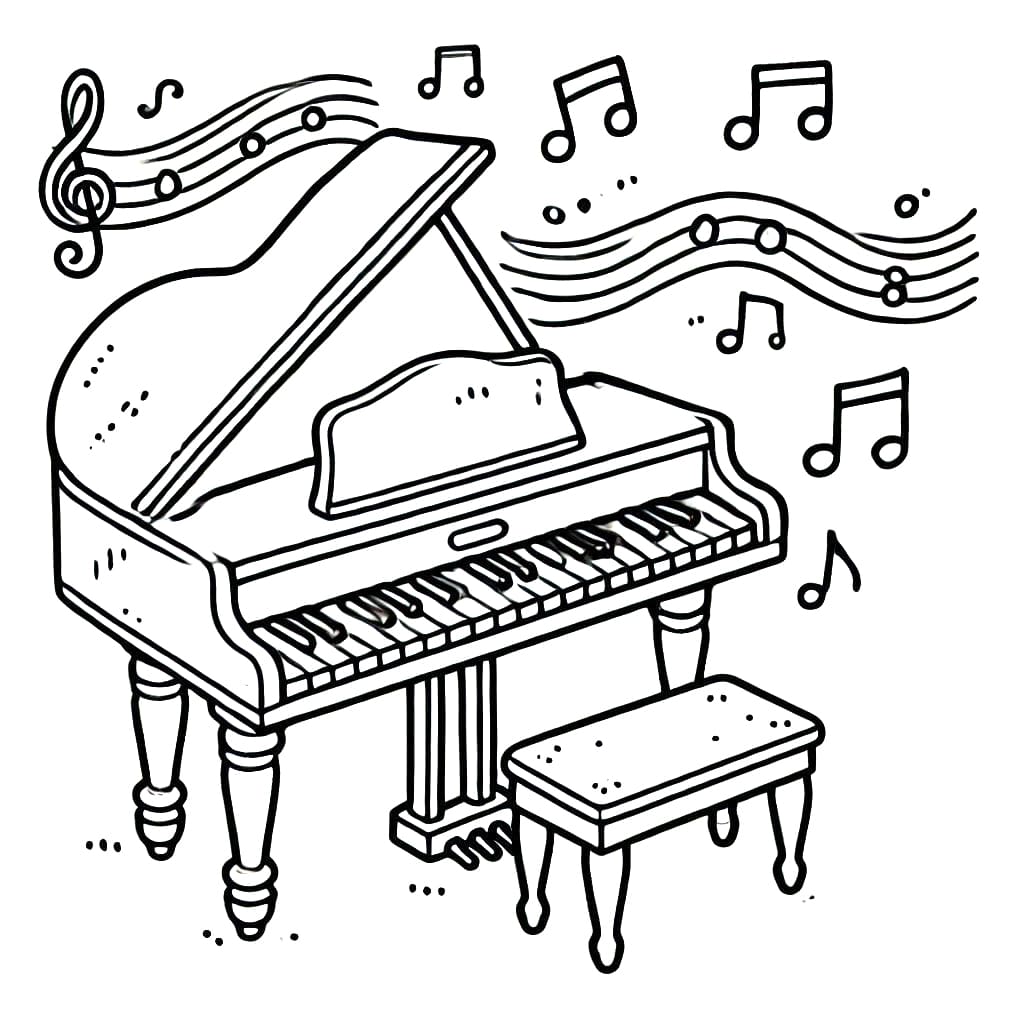 Pianoforte per bambini di 5 anni da colorare