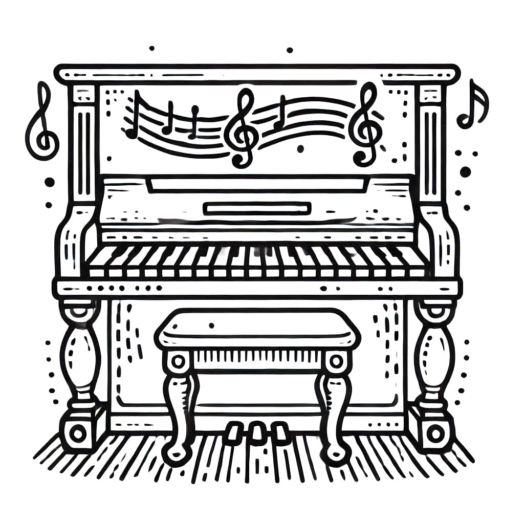 Pianoforte per bambini di 6 anni da colorare