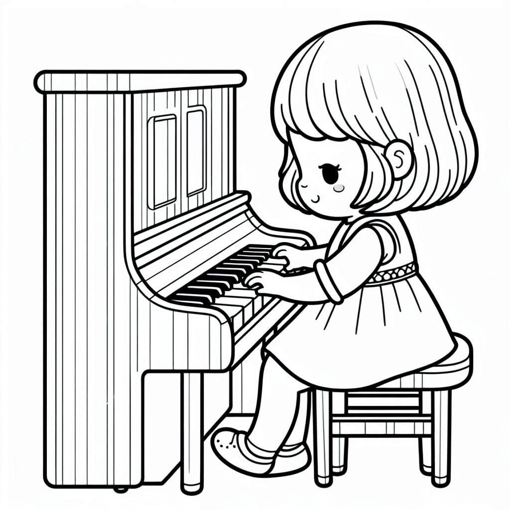 Pianoforte semplice da colorare