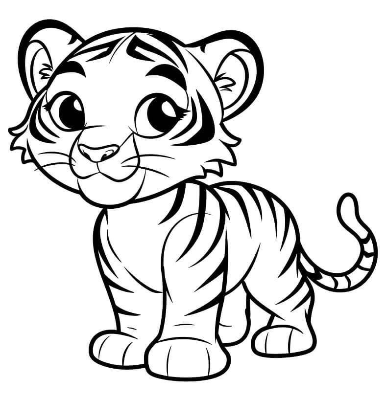 Piccola tigre carina da colorare