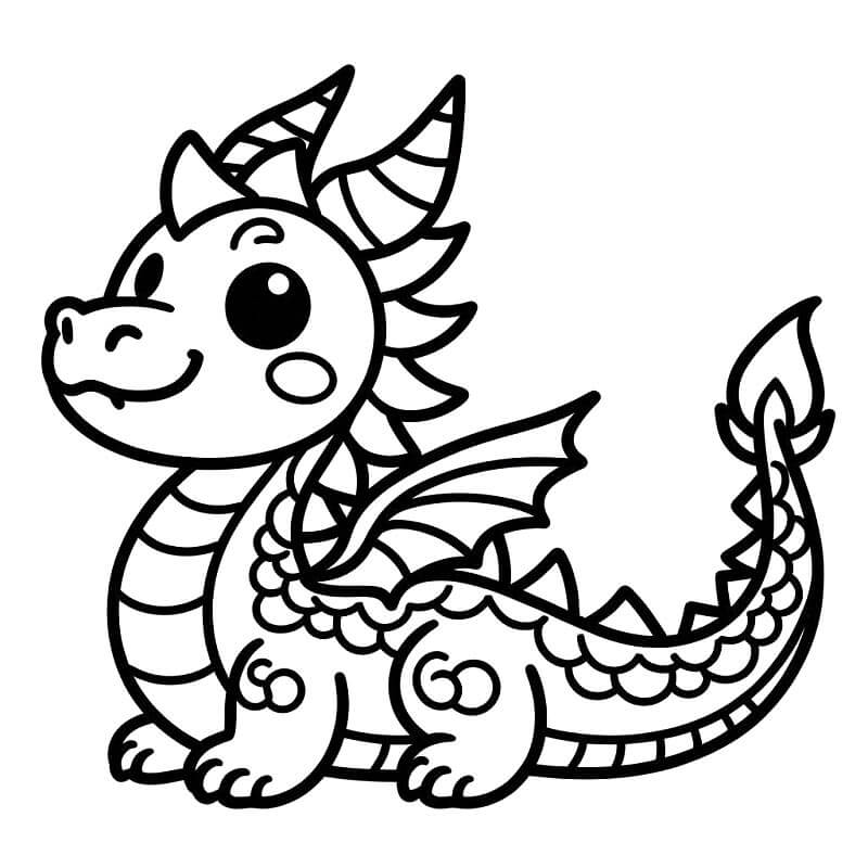 Piccolo drago carino da colorare
