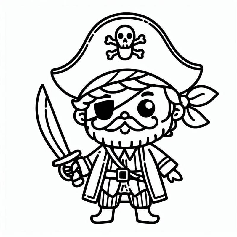 Piccolo pirata carino da colorare