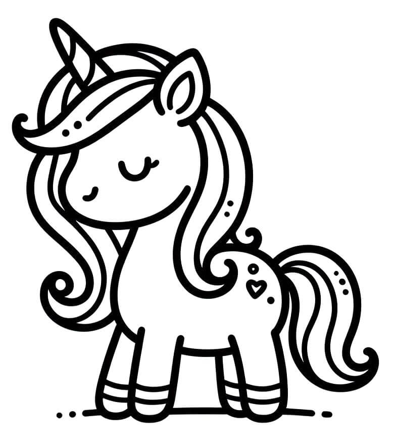 Piccolo unicorno da colorare