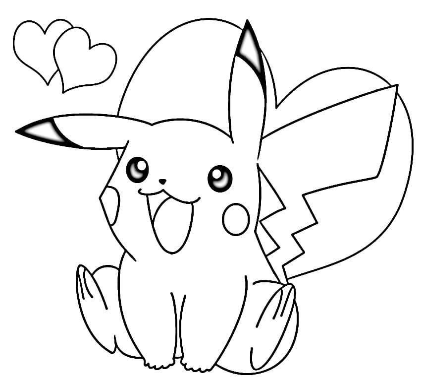 Pikachu Incantevole da colorare