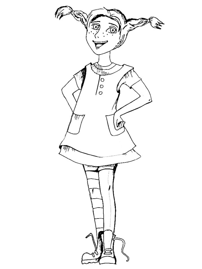 Pippi Calzelunghe Carina da colorare