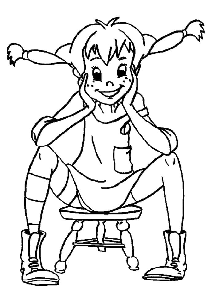 Pippi Calzelunghe Gratuita per Bambini da colorare