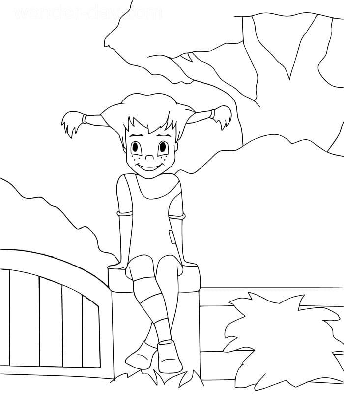 Pippi Calzelunghe per Bambini da colorare