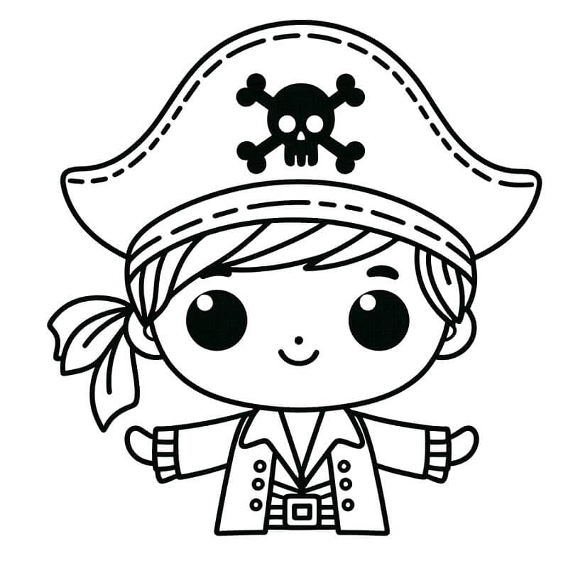Pirata per Bambini di 3 Anni da colorare