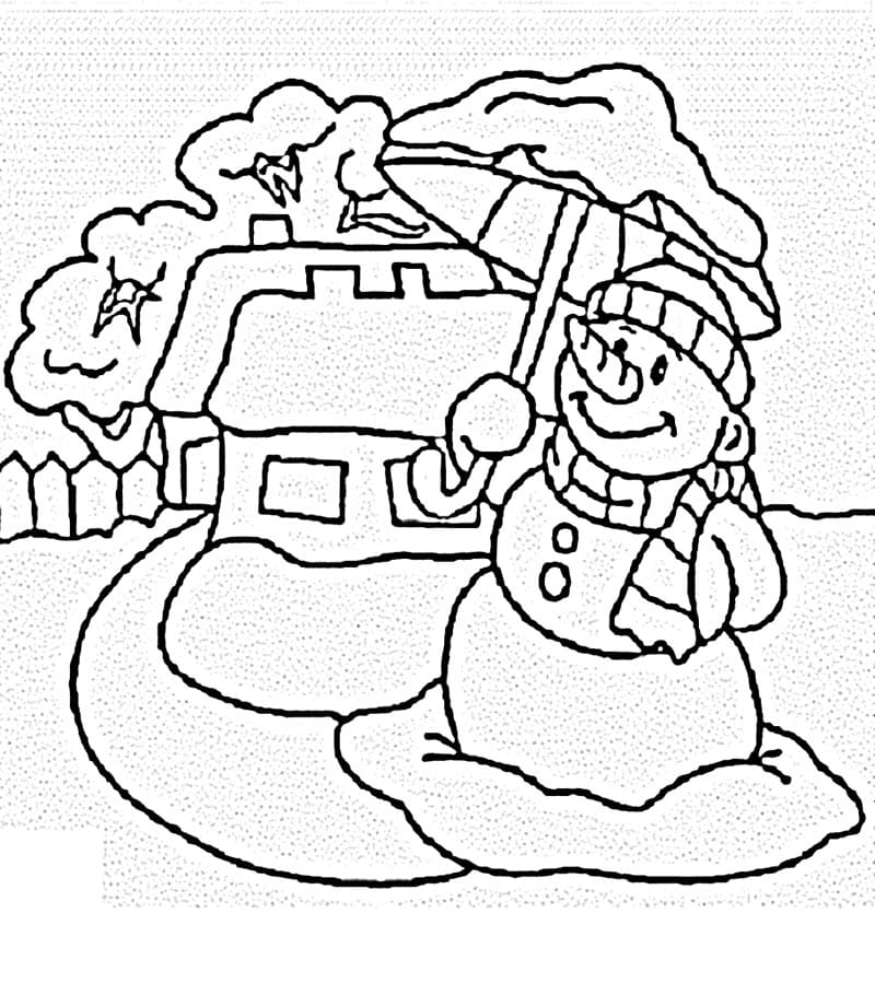 Pupazzo di Neve Allegro da colorare