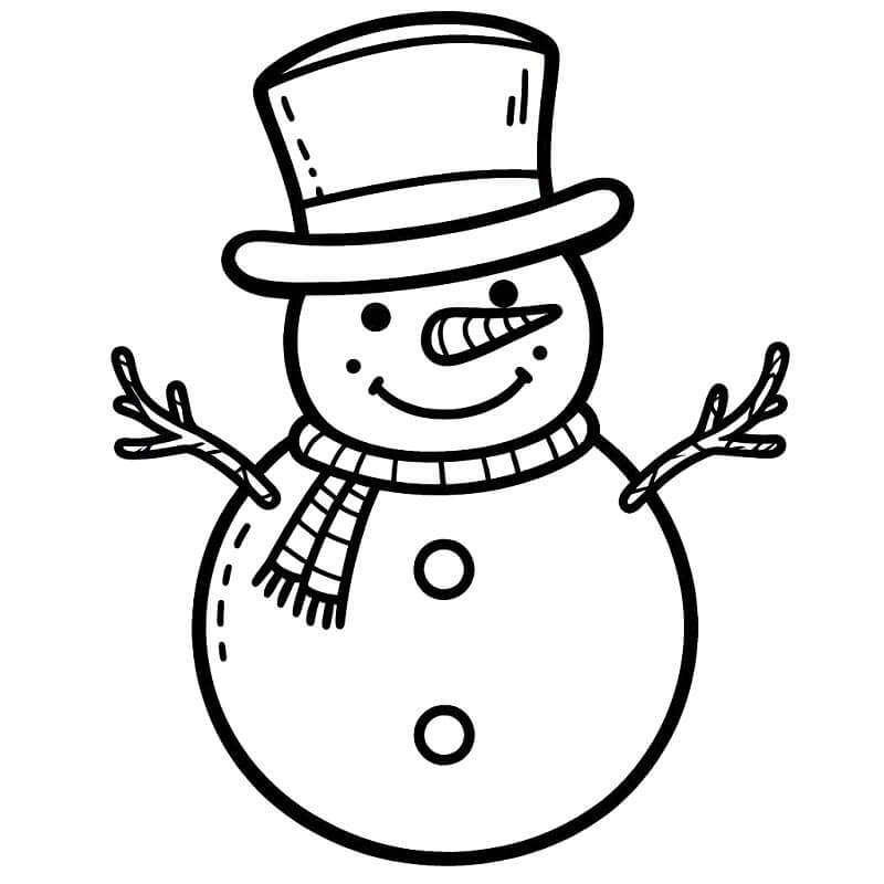 Pupazzo di Neve Gratuito per Bambini da colorare