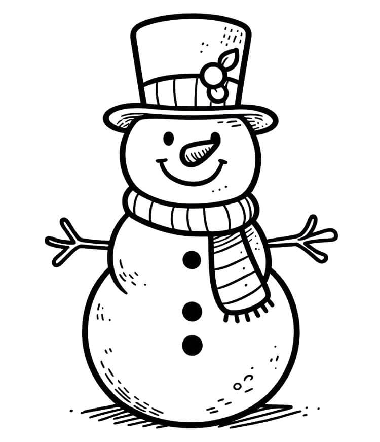 Pupazzo di Neve Stampabile Gratis da colorare