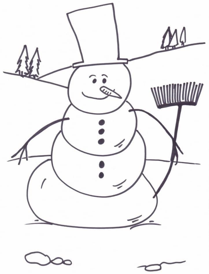 Pupazzo di Neve in Inverno da colorare
