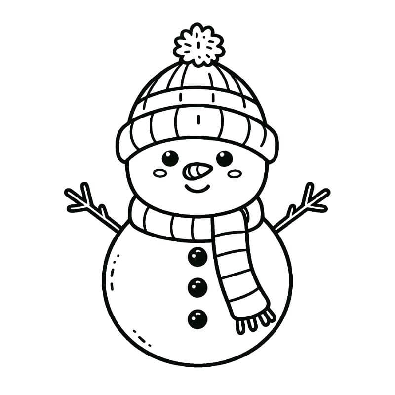 Pupazzo di Neve per Bambini di 1 Anno da colorare