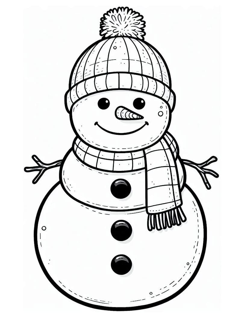 Pupazzo di Neve per Bambini di 3 Anni da colorare