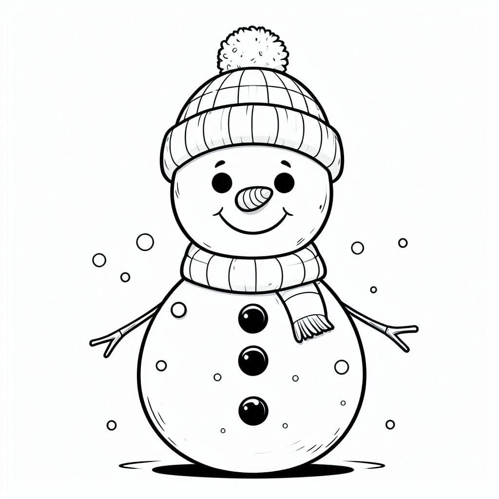 Pupazzo di Neve per Bambini di 4 Anni da colorare