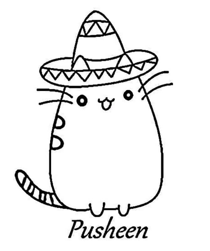 Pusheen per Bambini di 1 Anno da colorare