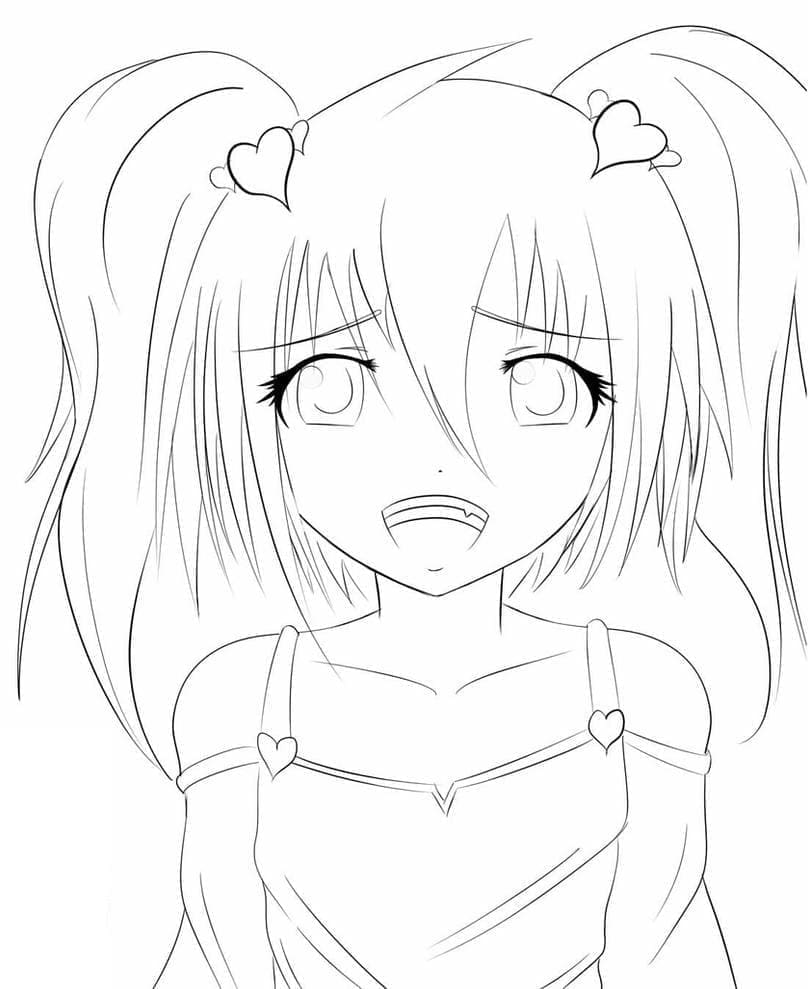 Ragazza Anime Base da colorare
