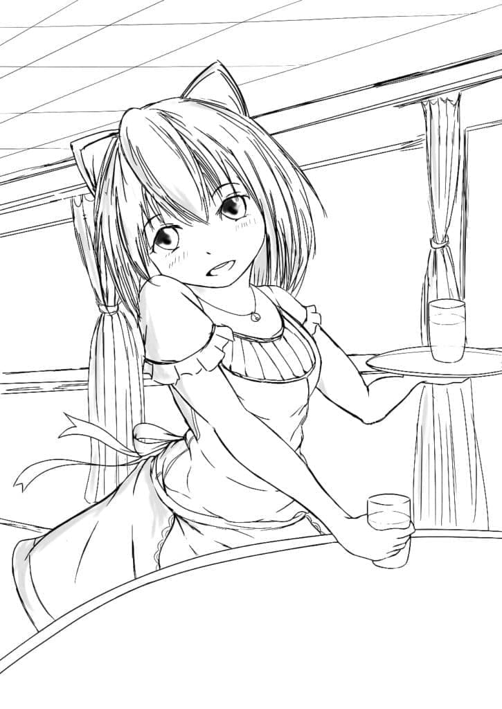 Ragazza Anime Immagine Libera da colorare