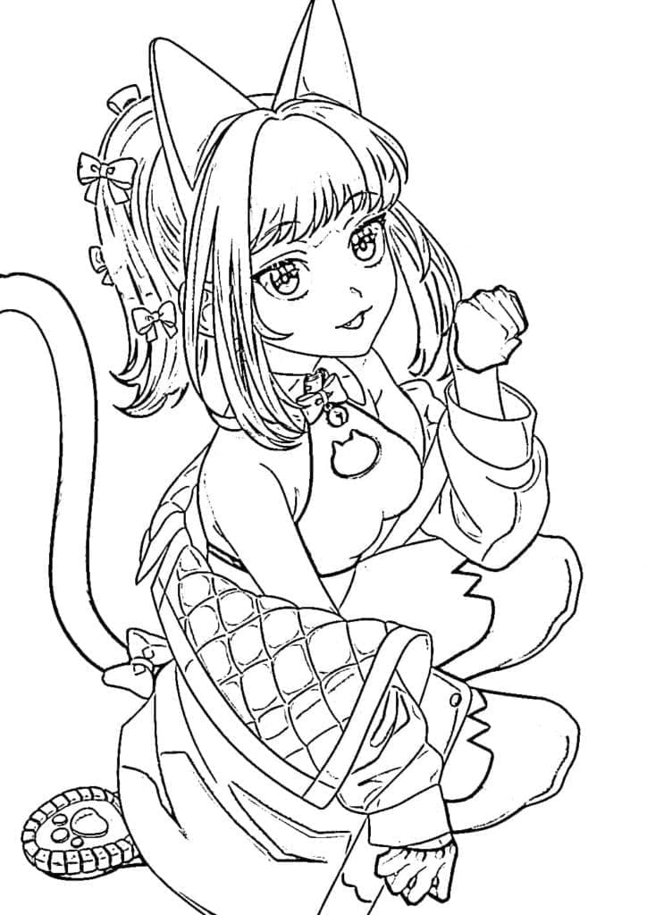 Ragazza Anime per Bambini di 2 Anni da colorare