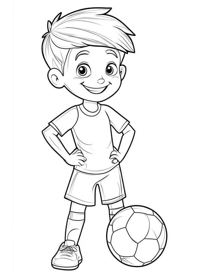 Ragazzino e calcio da colorare