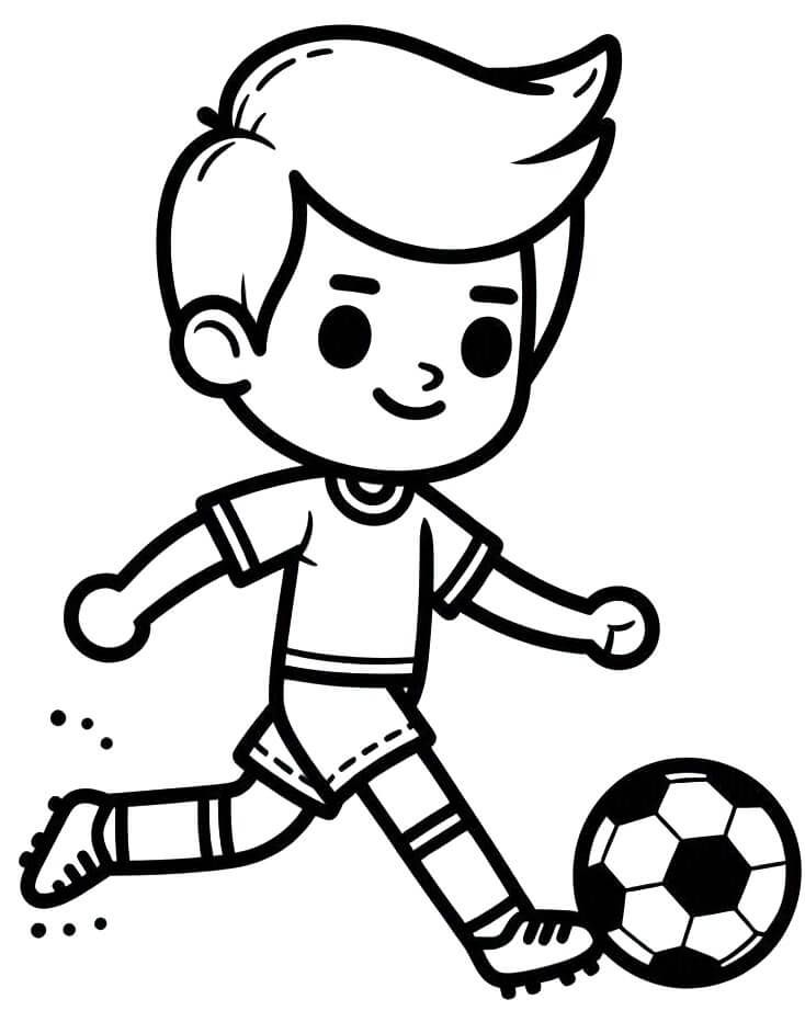 Ragazzo carino e calcio da colorare