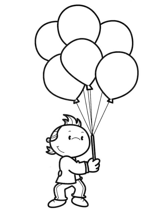Ragazzo con palloncini da colorare