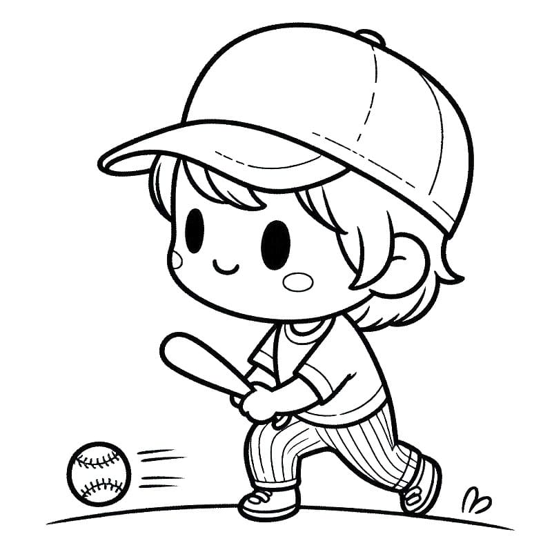 Ragazzo gioca a baseball da colorare